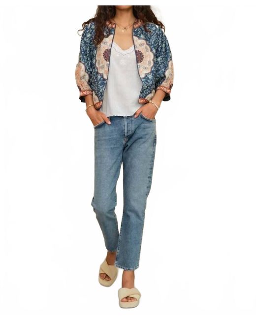 M.A.B.E Blue Ursa Print & Embroidered Jacket