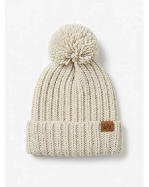Panache White Knit Pom Hat