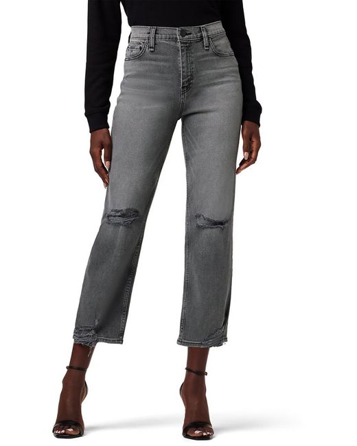Hudson Black Remi High-rise Straight Leg Cropped Jeans