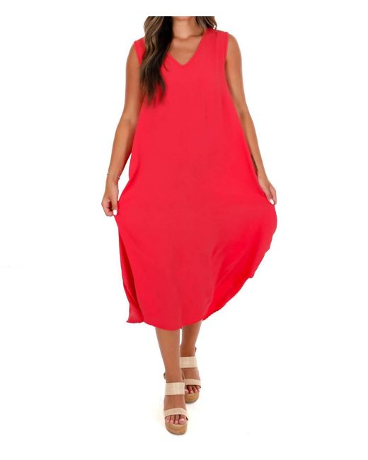 Tres Bien Red Everyday Essential Maxi Dress