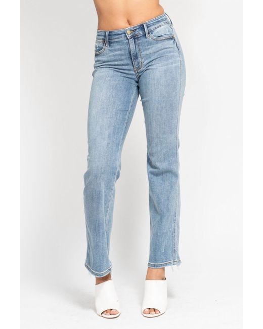 Judy Blue Full Size Mid Rise Rhinestone Side Panel Detail Flare Jeans Plus Size