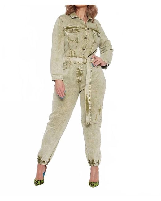 Circular Path Natural Jean Jacket Jumpsuit