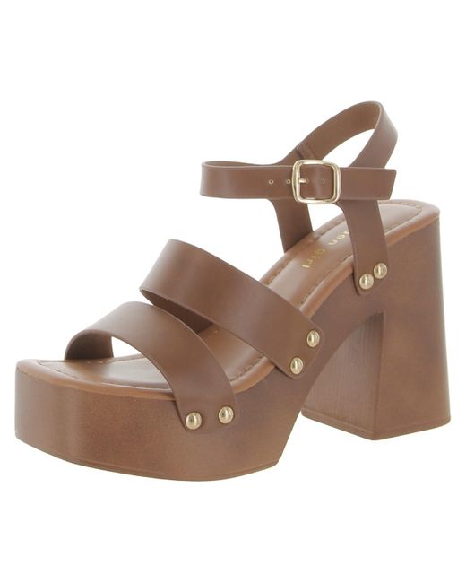 Madden Girl Brown Greenvil Faux Leather Studded Platform Sandals