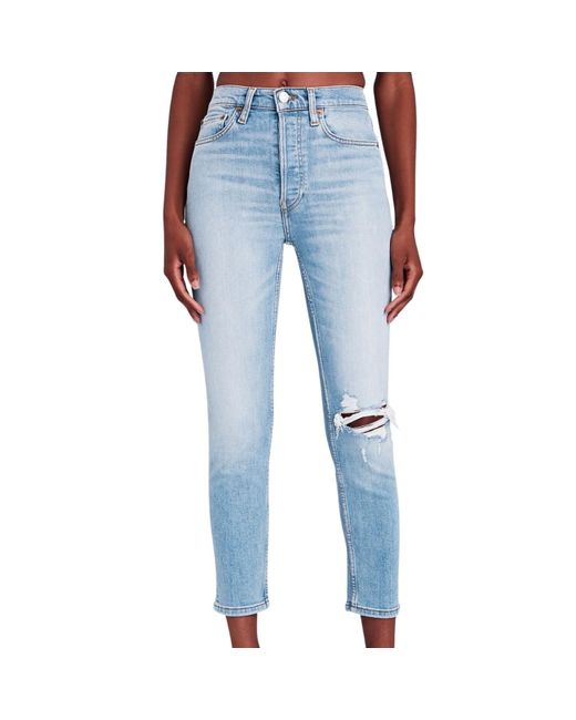 Re/done Blue 90's High-rise Ankle Crop Jean