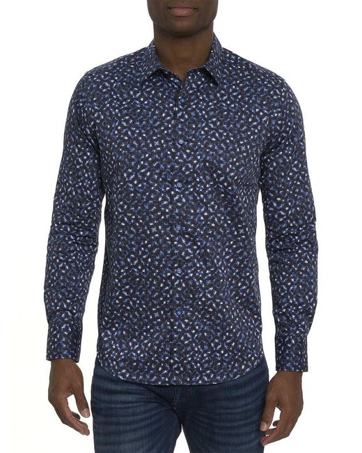 Robert Graham Blue Clifton Woven Classic Fit Shirt for men