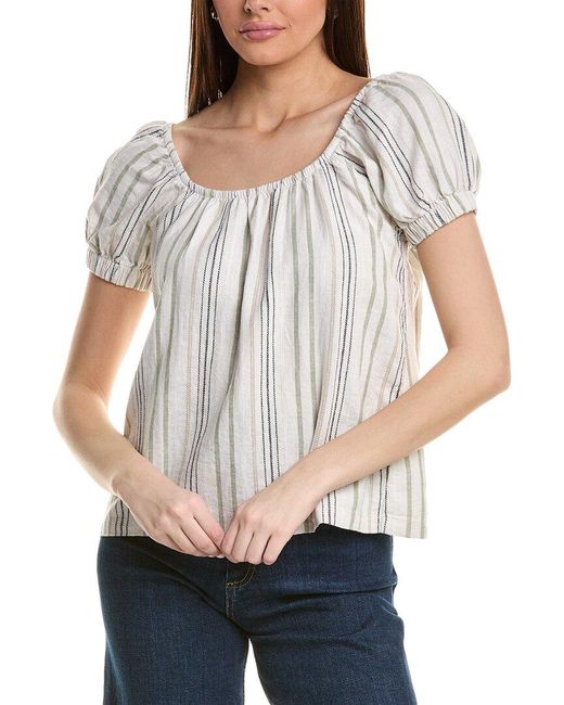 Splendid Gray Farrah Linen-Blend Top