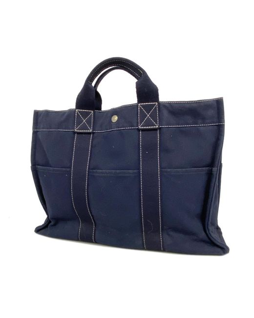 Hermès Blue Deauville Canvas Tote Bag (pre-owned)