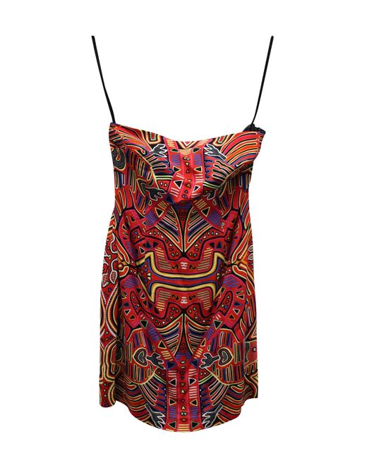 Mara Hoffman Red Back Cut-Out Printed Mini Dress