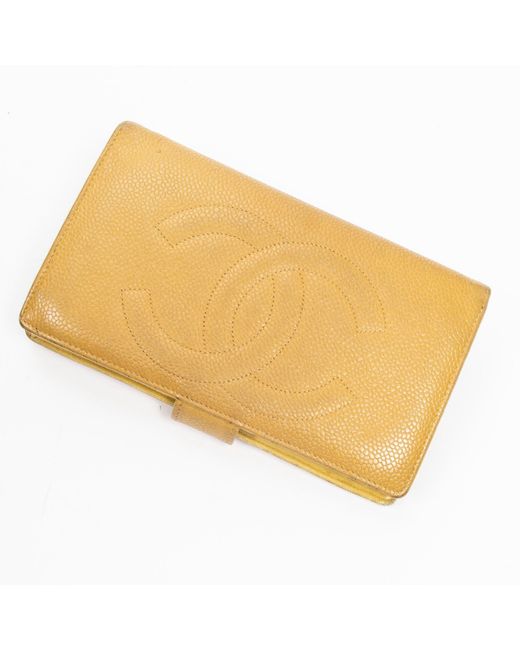 Chanel Leather Cc Long Bifold Wallet in Mustard Yellow (Yellow) | Lyst