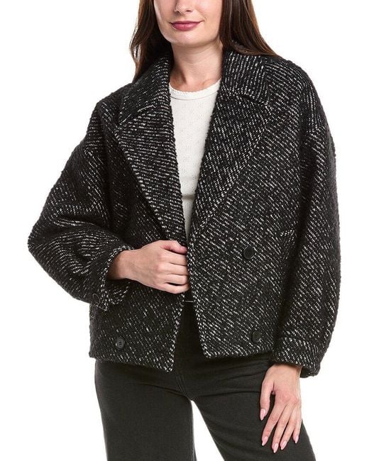 Maje Black Wool-Blend Coat