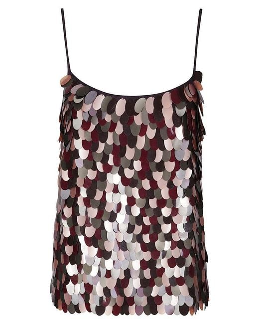 Dries Van Noten Black Iridescent Sequin-Embellished Top With Narrow Straps