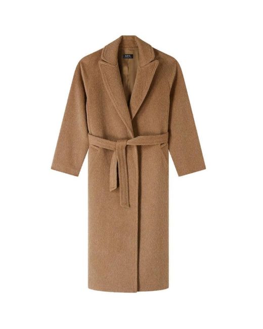 A.P.C. Brown Loose-Fit Camel Coat With Tailored Collar