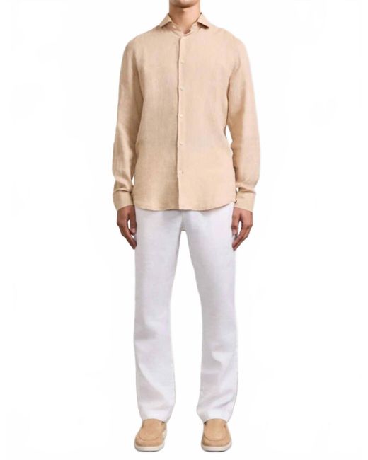 Frescobol Carioca Men's Natural Antonio Long Sleeve Shirt
