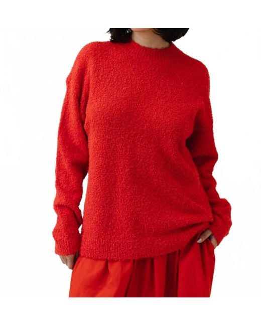 Tibi Red Serviette Crewneck Easy Pullover
