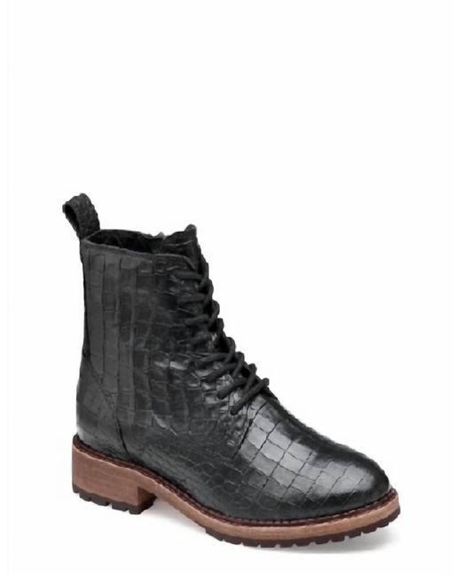 Johnston & Murphy Leather Julie Laceup Boot in Black Lyst