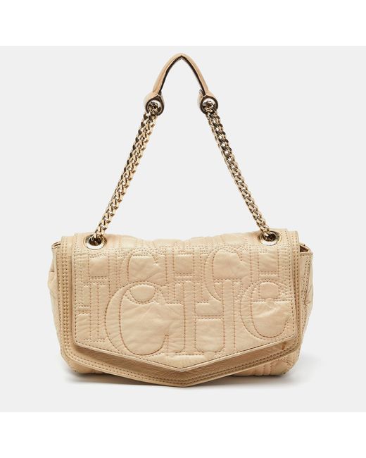 CH by Carolina Herrera Natural Leather Flap Chain Shoulder Bag