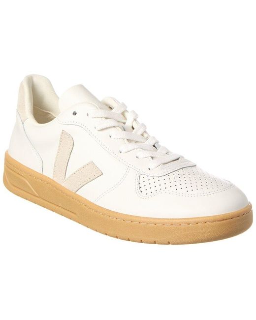 Veja White V-10 Leather Sneaker for men
