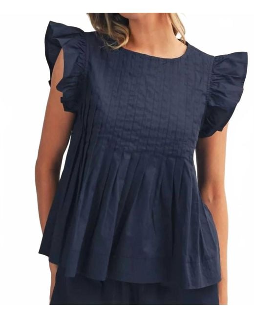 Jodifil Blue Ruffled Sleeves Top