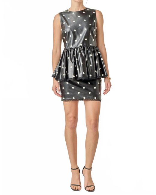 English Factory Black Peplum Polka Top