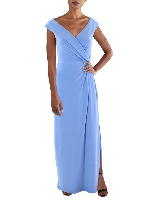Lauren by Ralph Lauren Blue Jersey Long Evening Dress