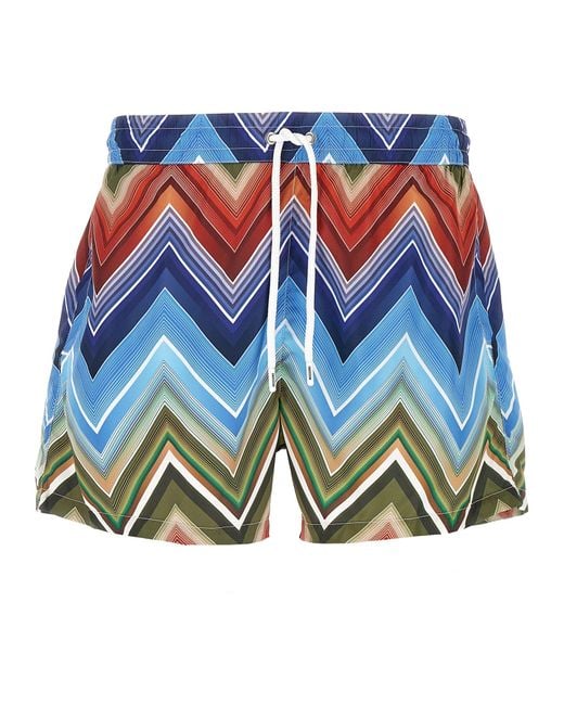 Missoni Blue Macro Zigzag Swimsuit for men