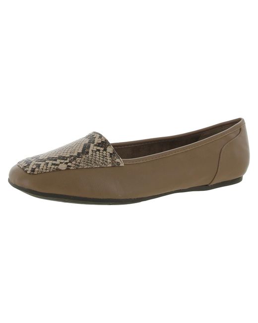 Easy Street Brown Faux Leather Round Toe Ballet Flats