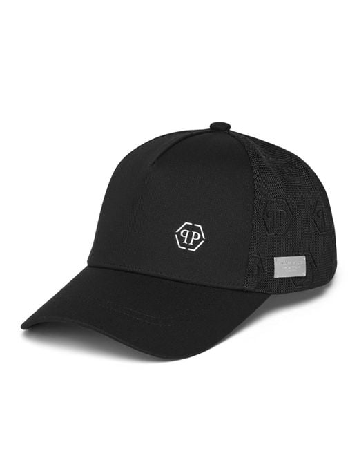 Philipp Plein Black Baseball Cap Hexagon for men