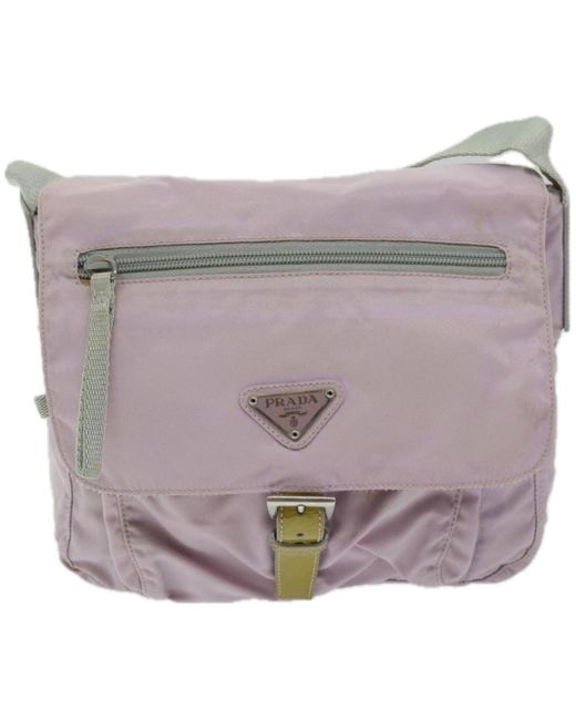Prada Purple Saffiano Synthetic Shoulder Bag (pre-owned)