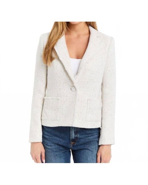 Drew White Eda Boucle Blazer