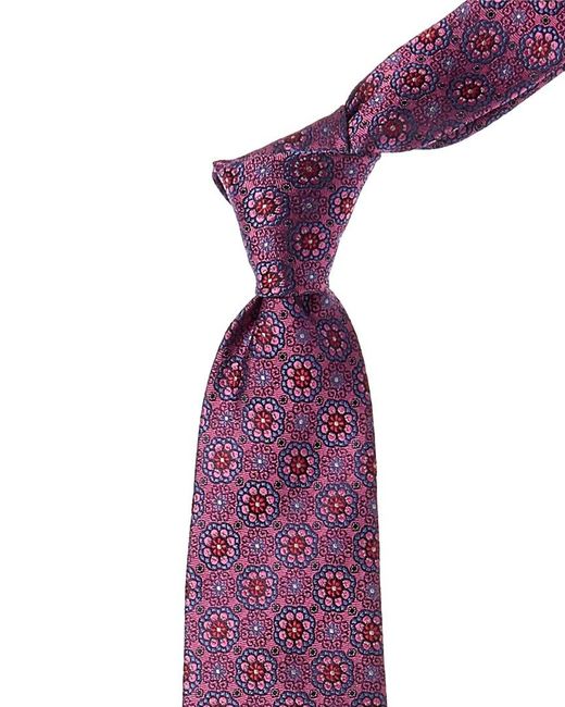 Canali Purple Pink Flower Silk Tie for men