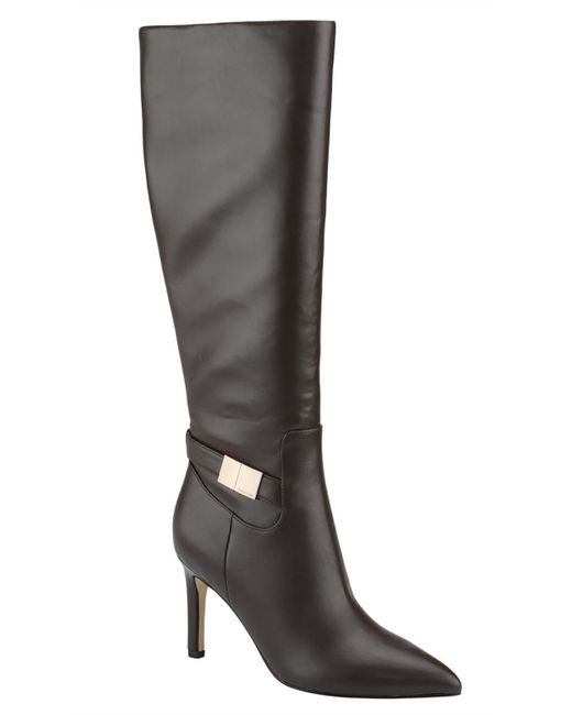 Calvin Klein Black Kcjeora Faux Leather Tall Knee-high Boots
