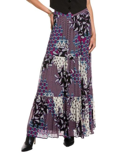 Ba&sh Purple Silk-Blend Maxi Skirt