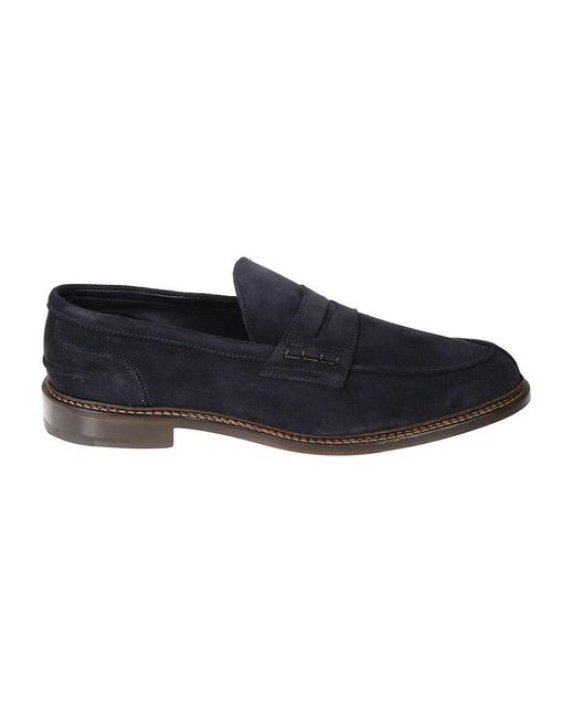 Tricker's Blue High Quality Suede Moccasin Shoes for men