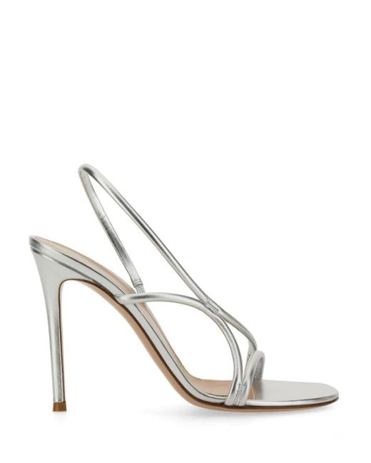 Gianvito Rossi White High-Stiletto Nappa Sandals With Straps