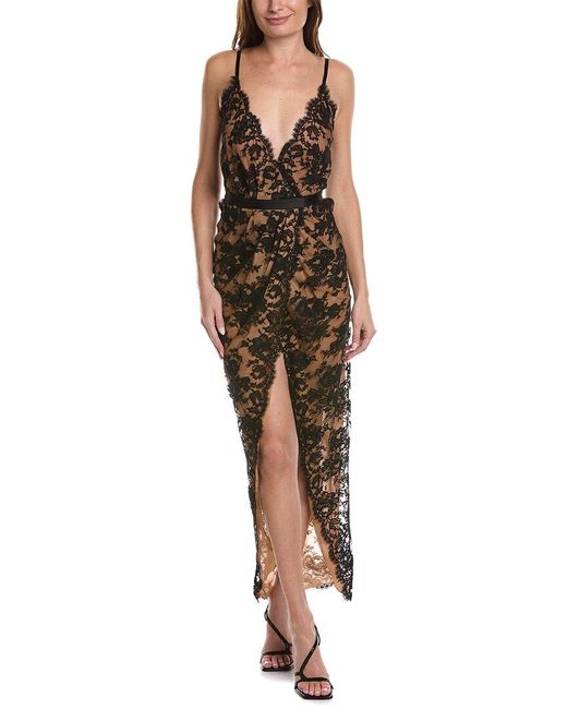 Michael Kors Brown Chantilly Lace Silk-trim Slip Gown