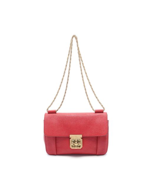 Chloé Red Elsie Chain Shoulder Bag Leather