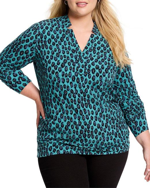 NIC+ZOE Plus Pebble Blues Top