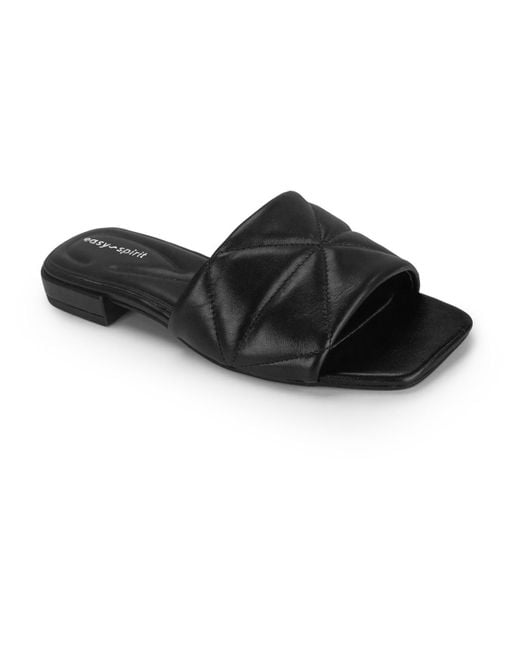 Easy Spirit Black Quincie Leather Open Toe Slide Sandals
