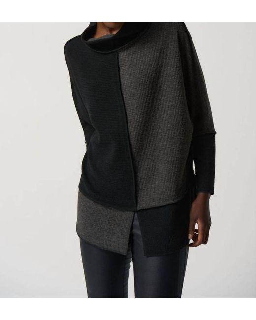 Joseph Ribkoff Color Block Thermal Tunic Sweater In Grey/black | Lyst