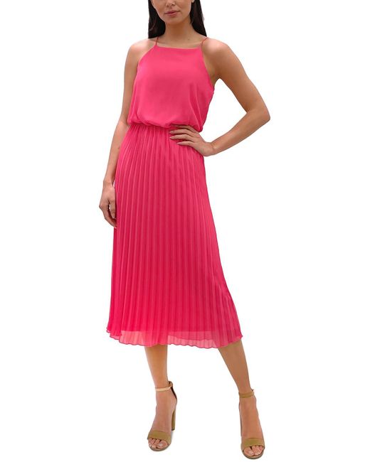 Sam Edelman Pink Blouson Polyester Midi Dress
