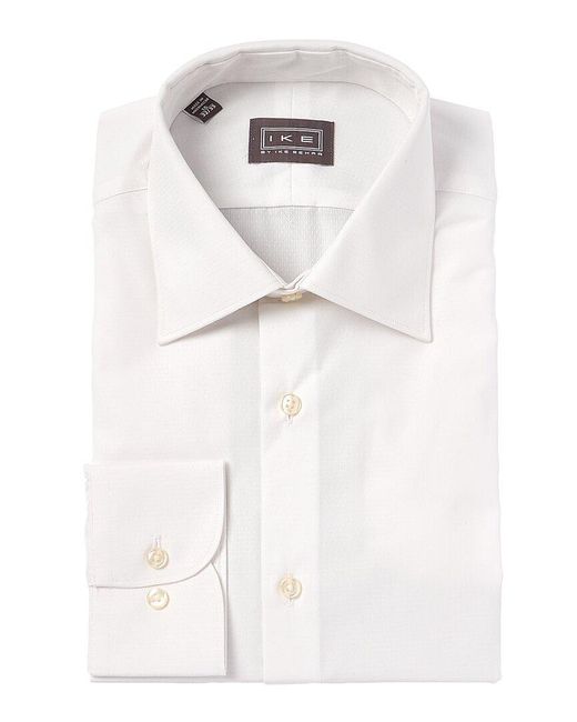 Ike Behar White Contemporary Fit Woven Dress Shirt for men