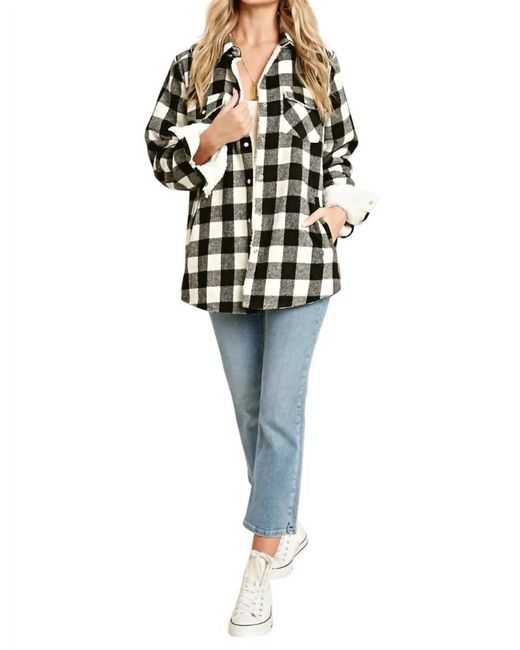 Bluivy Black Cristal Plaid Sherpa Lined Shacket