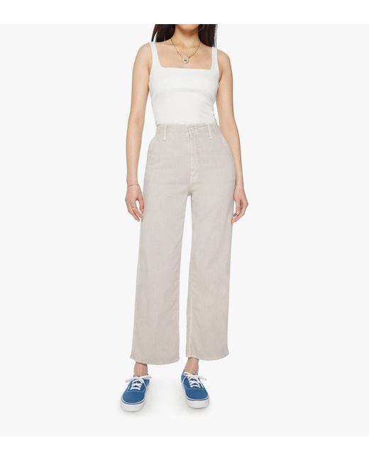 Mother White The Major Zip Ankle Pant In Oatmeal