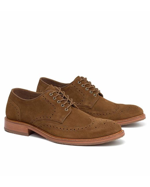 Trask Brown Logan Snuff Suede Wingtip Shoes for men