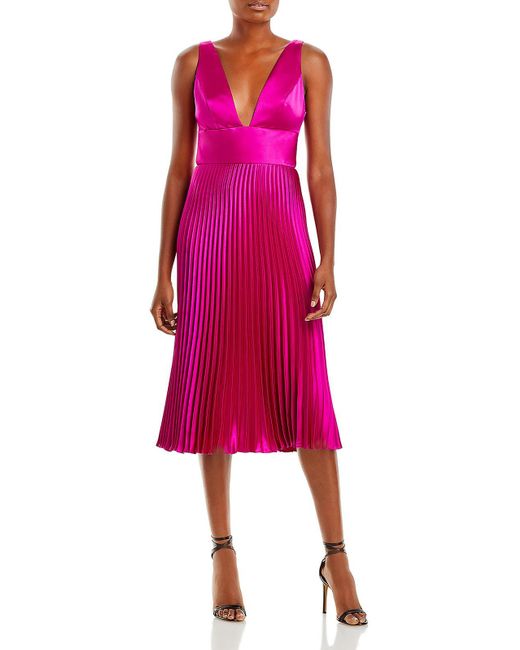 Amsale Pink Deep V Neck Long Cocktail And Party Dress