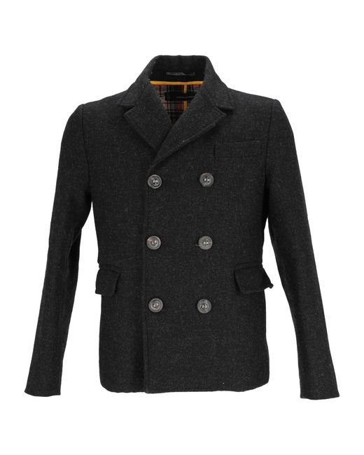 DSquared² Black Double-Breasted Coat for men