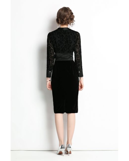 Kaimilan Evening Bodycon Vneck Long Sleeve Knee Dress in Black Lyst