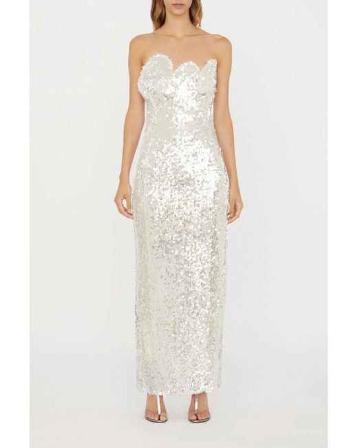 Christopher Esber White Opaline Sequin Strapless Gown