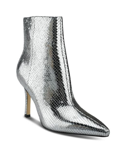 Marc Fisher Gray Kendry2 Leather Zipper Ankle Boots