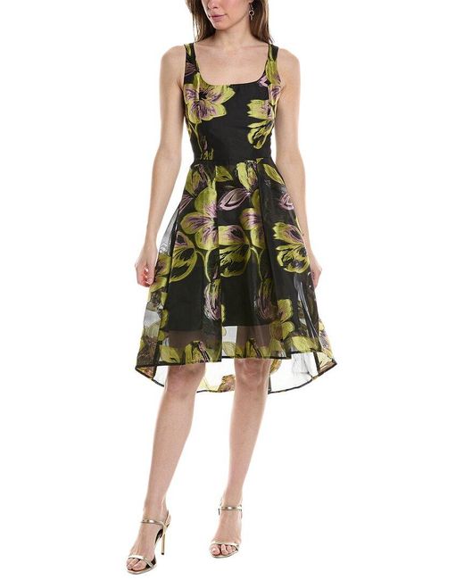 Eva Franco Green Betty Burnout Jacquard A-line Dress